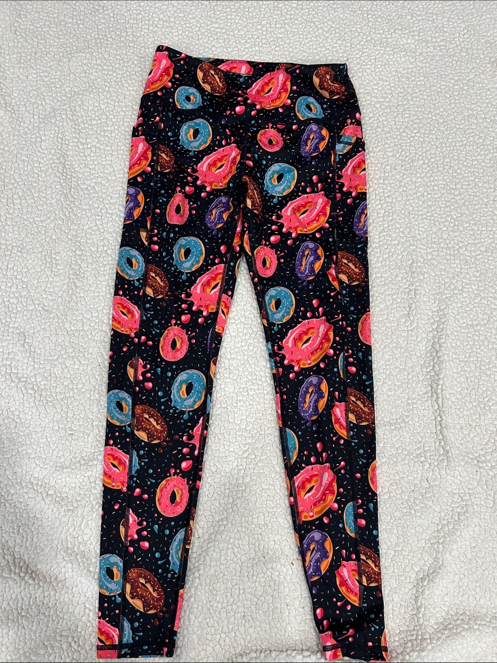 Constantly Varied Gear Black Leggings with Colorful Donut Print